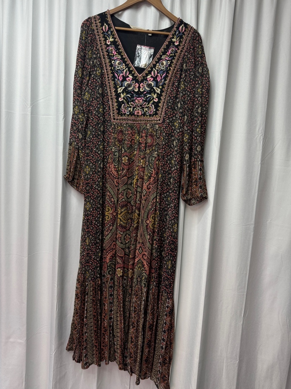 SOFT SURROUNDINGS Zellige Embroidered Maxi Dress Size XL